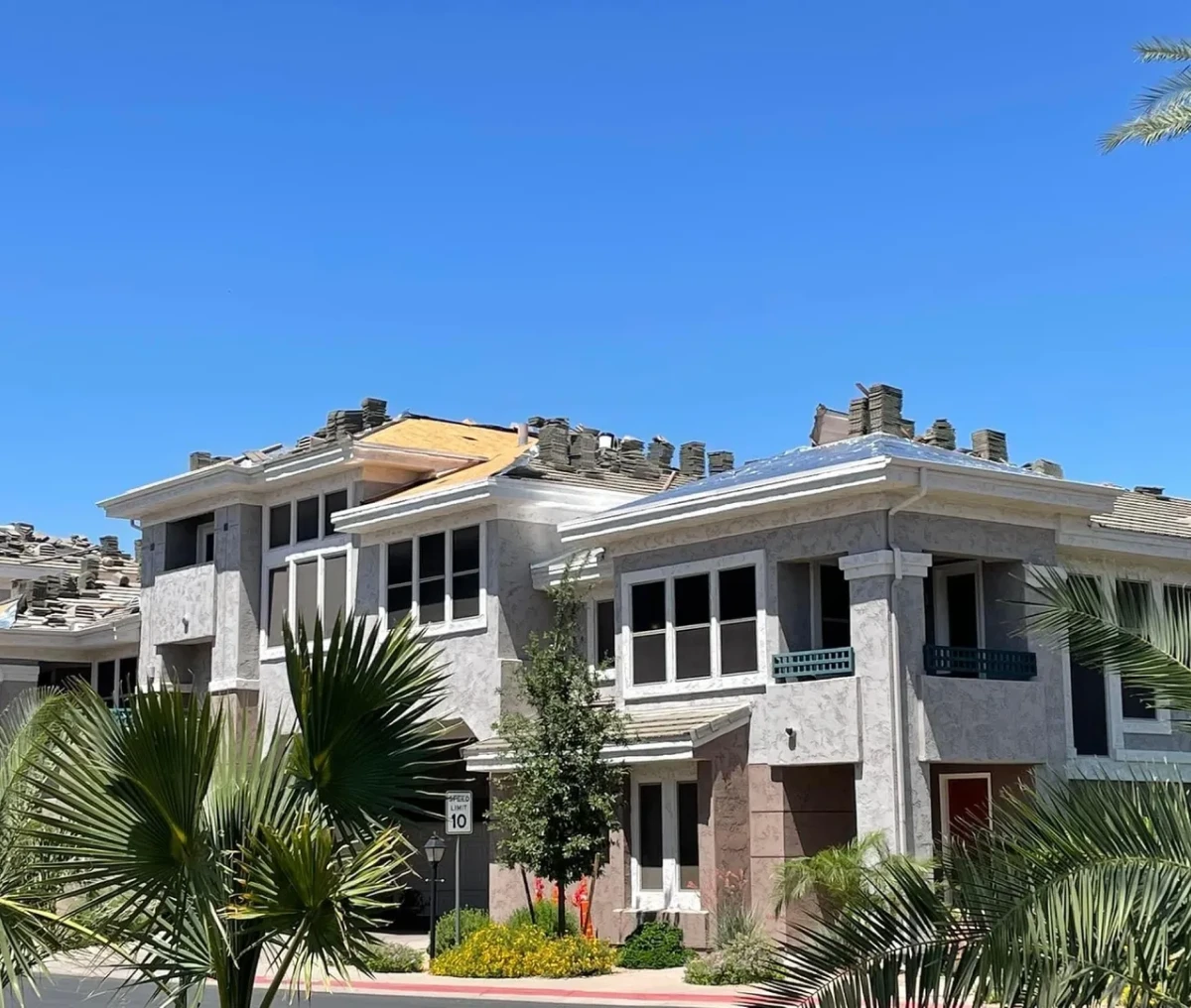Apartment building under blue sky