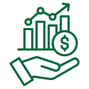 Economic progress with upward trend graph